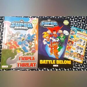 Set of New DC Super Friends Books and Flashcards